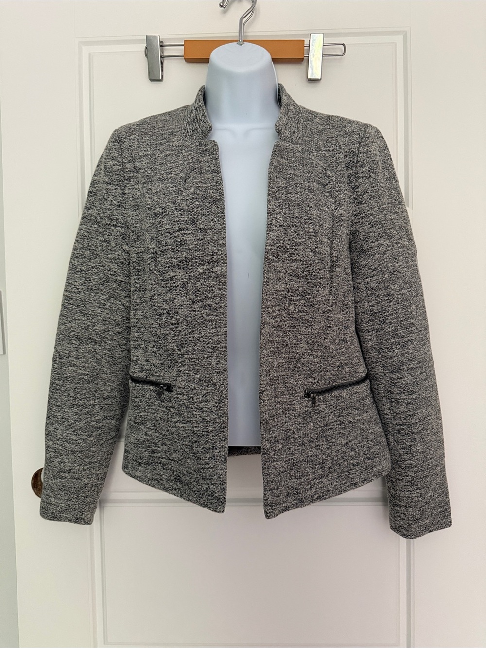 Only Gray Open-Front Knit Blazer Jacket